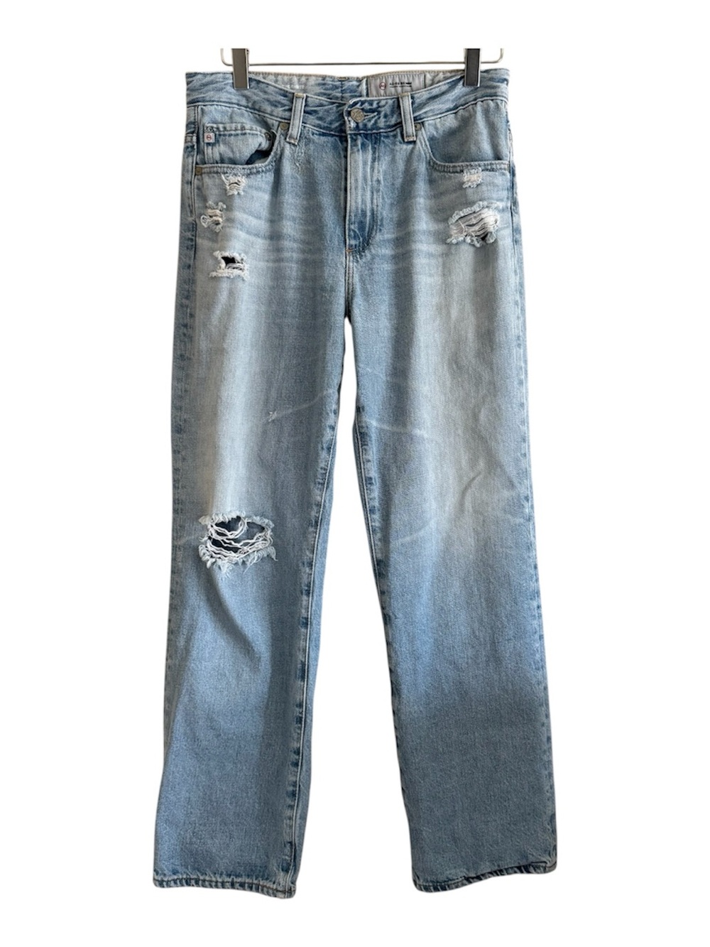 AG The Rhett, vintage high waisted straight distressed denim 28